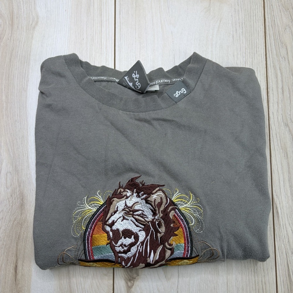 LRG Lifted Research Group Mens Lions Pride Graphic T-Shirt Gray Size Medium VTG